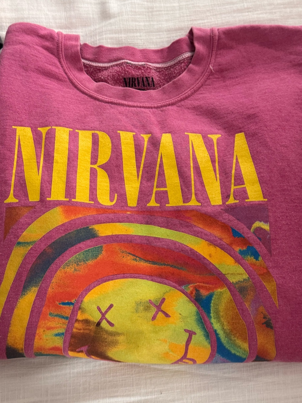 NIRVANA Kids' Magenta Pullover with Yellow Logo & Multicolor Graphic
